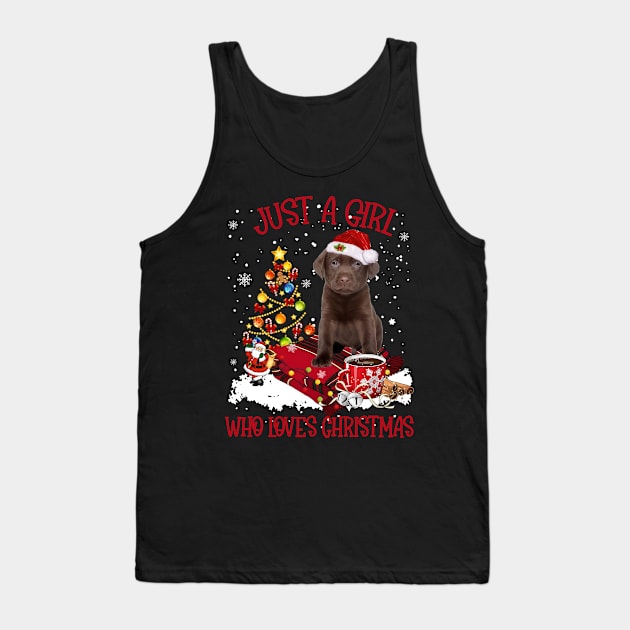 Chocolate Labrador Just A Girl Who Loves Christmas Tank Top by Los Draws